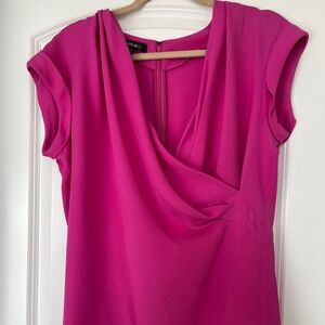 Lafayette 148 New York Silk Georgette Surplice Blouse Dark Pink-Size 10 NWOT